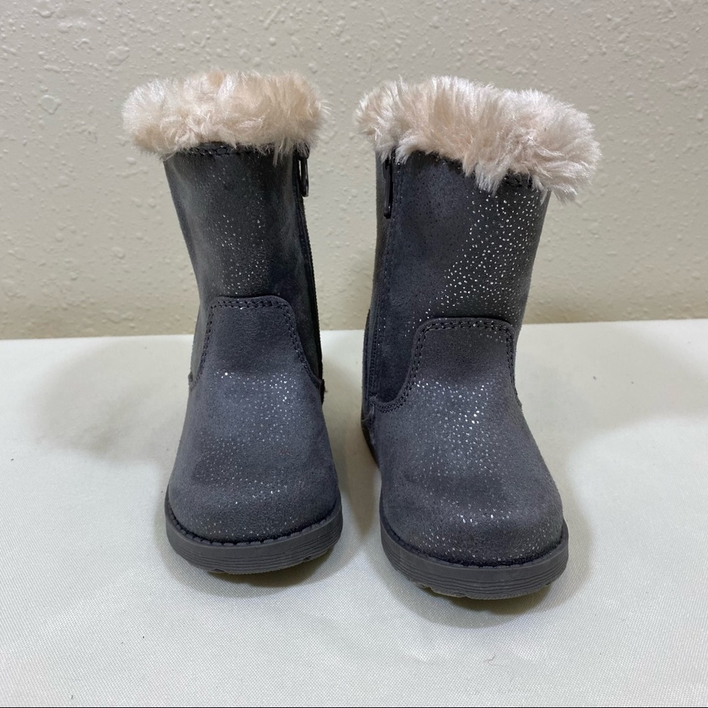 Cat and Jack girls Boots size 9 gray glittery boots faux suede, NWOT Wi… - Picture 1 of 6